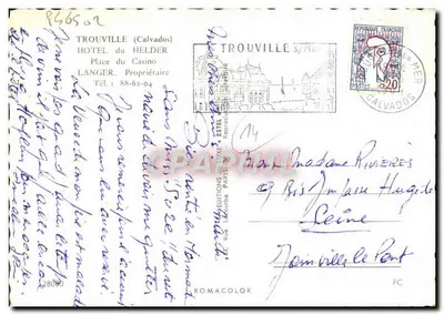 Hôtel du Helder — Restaurant et hôtel à Trouville-sur-Mer — Éditeur Estel — Verso