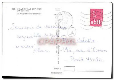 Villerville-sur-Mer — A Praia e vista geral — Artaud Frères, editor n°208 — Verso