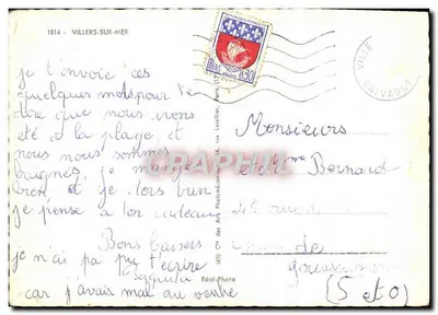 Cartolina moderna Villers Sur Mer Villa Castellamare La plage La Poste Casino — Verso