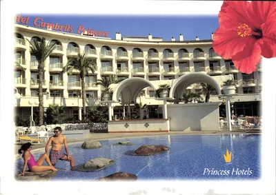 Hôtel Cambrils Princess — vue de la piscine et du bâtiment, éditeur Princess Hotels