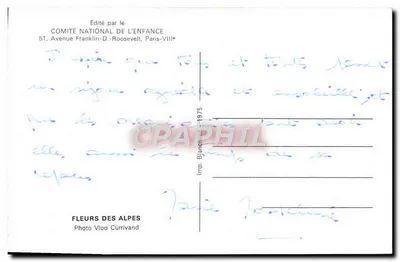 Bloemen van de Alpen — Foto Vloo Currivand — Uitgegeven door het Nationaal Comité voor de Jeugd — Achterkant