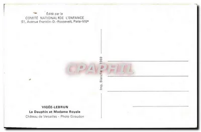O Dauphin e Madame Royale — Castelo de Versailles — Editado pelo Comité National de l'Enfance, 1969 — Verso