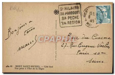 Mont Saint-Michel — Strona południowa — Widok z wschodu od Digue — C.A.P. 66 — Rewers
