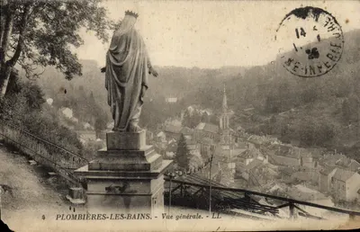 Bilhete postal antigo Plombières Les Bains Vista Geral