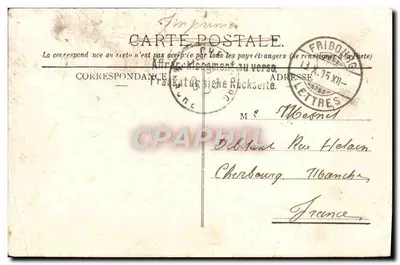 Friburgo - El Puente colgante y Vista general — Edición Burgy, Lausana, n° 4367 — Reverso