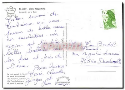 I genetini sulla Duna — Costa dell'Aquitania — Cartoline Postali Victor-Hugo — Verso