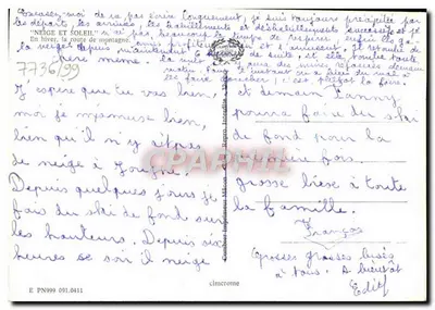 Zamieczona droga — Śnieg i słońce — Wydawca: Cimchrome, n° 7736/99 — Rewers