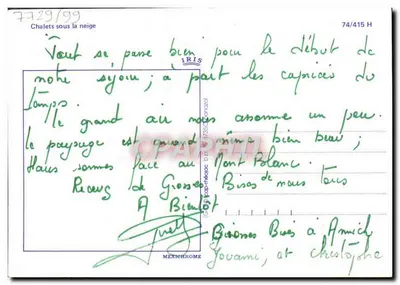 Chalés sob a neve — Mont Blanc — IRIS 74/415 H — Verso