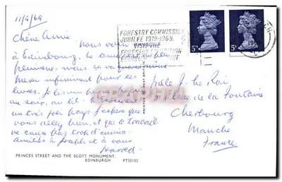Edynburg — widok panoramiczny z pałacem i pomnikiem Scotta — wydawca PT35102 — Rewers