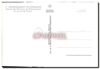 Desembarque na Normandia — Chegada das pirogas ao solo da França — Artaud Frères, Nantes — Verso