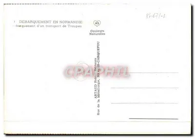 Desembarque na Normandia — Desembarque de um transporte de tropas — Artaud Frères editores, Nantes-Carquefou — Verso