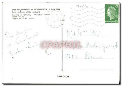 Desembarque na Normandia — 6 de junho de 1944 — edição CIMCOLOR — Verso