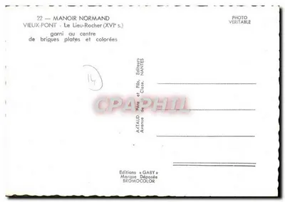 Manor Normando — Vieux-Pont — Século XVI — Éditions Gaby — Verso