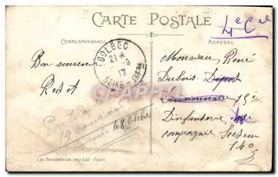 Un vieux loup de mer — portrait d'un vieil homme en tenue de pêcheur — éditeur Em.Ba. n° 635 — Verso