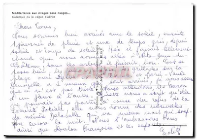 Calanque — Morze Śródziemne z bezchmurnymi brzegami — Éditions de France — Rewers