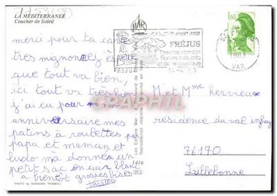 Zachód słońca — Morze Śródziemne — Les Éditions Mar — Rewers