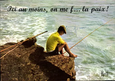 Pescador sobre rocha — Thonon-les-Bains — Edições P. Louis
