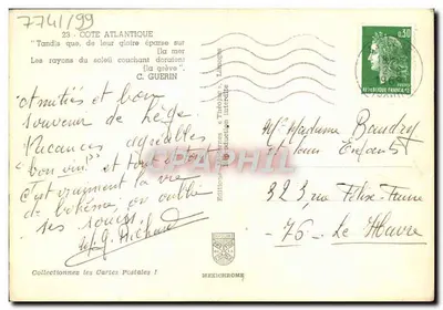 Costa Atlântica — praia de areia e dunas — Edições Iris, Limoges — Verso