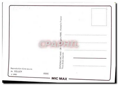 Mulher em vestido lilás e chapéu branco — margem do mar com barcos a vela — Edições Mic Max, n°6005 — Verso