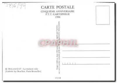 Pusta dom — praca Rolanda Cat — wydane przez Galerię Isy Brachot, Paryż-Bruxelles — Rewers
