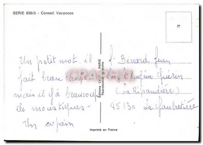 Conselho de Férias — Série 839/3 — Edições LYNNA — Verso