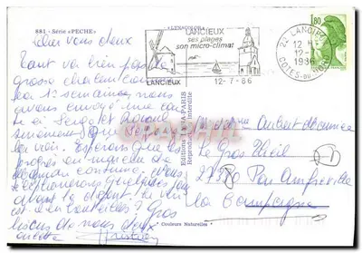 Rybołówstwo — Karikatura dwóch rybaków — Wydawnictwo L'YNA COLOR, seria 881 — Rewers