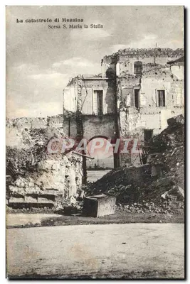 A catástrofe de Messina — Scesa S. Maria la Stella — Impresso na Itália