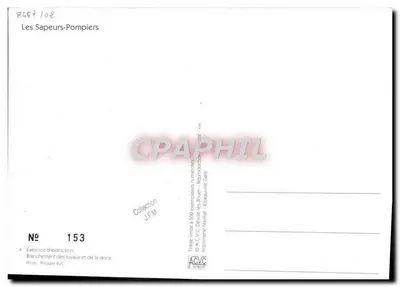 Os Bombeiros — Exercício de extinção, conexão dos mangotes e da mangonela — Impressora Navillat, Roubaix — Verso