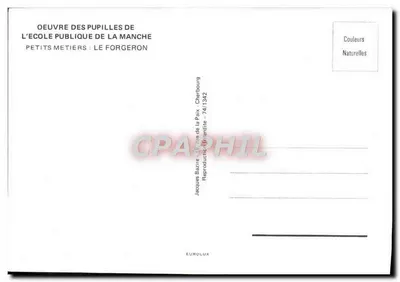 Der Schmied — Schmiedewerkstatt mit Feuer — Jacques Bazire, Cherbourg — Rückseite