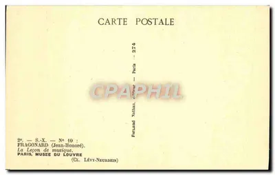 A Lição de Música — Jean-Honoré Fragonard — editor Nathan, n° 274 — Verso
