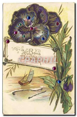 Flor de violeta — decoração com strass — editor desconhecido