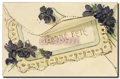 Festa — Carta postal decorativa com violetas — editor Graphphil, n° 160