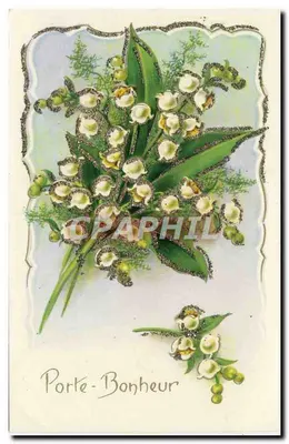 Bilhete postal antigo Fantasia Flores Mugheto