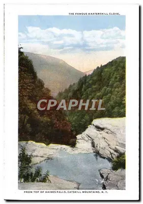 Alligator Rock, Otis Summit, Catskill Mountains, N.Y. — widok skały w kształcie krokodyla w gęstej lesie — Rewers