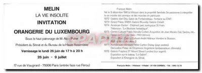 François Melin — A Vida Insólita — Convite para a exposição — Verso