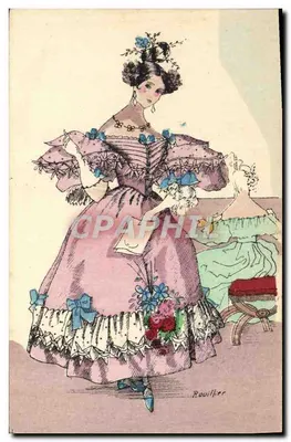 Mulher em vestido de baile — Época da Restauração — Rouvilker