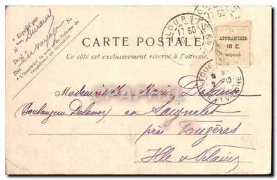 Lourdes. Le Fort. Vue prise du Calvaire — éditeur V. P. Paris N. 24, avec timbre 5c bleu — Verso