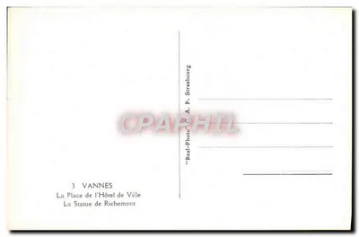 Vannes — Place do Hotel de Ville — Estátua de Richemont — A.P. Strasbourg — Verso