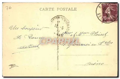 Rouen - Most Corneille — widok rzeki Seiny z katedrą — wydawca Maggi, nr 416 — Rewers