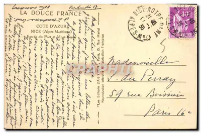 Wejście do portu i Mont-Boron — Côte d'Azur — Wydawnictwo Art WEN, nr 88 — Rewers
