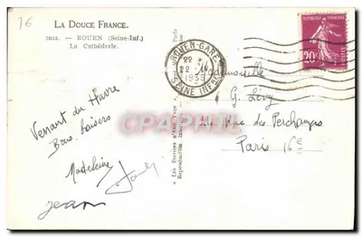 Katedra w Rouen — widok fasady — Yvon — Rewers