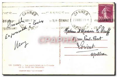 Cannes — Die großen Hotels der Croisette aus dem Jardin des Hesperides gesehen — Rella — Rückseite