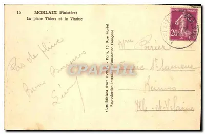 Morlaix (Finistère) — De plein Thliers en het Viaduc — Les Éditions d'Art Yvonne — Achterkant