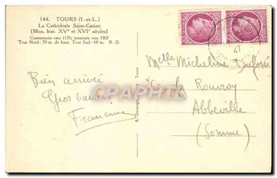 Tours — Catedral de São Gatien — R. Dorange, Tours — Verso
