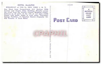 Hotel McAlpin — Nova York — editor Kropf Co. Milwaukee — Verso