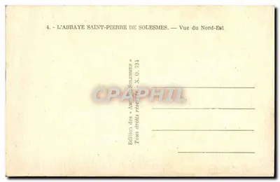 A Abadia Saint-Pierre de Solesmes — Vista do Nordeste — Edição dos 'Amis de Solesmes' n° 734 — Verso