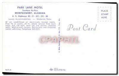 Parque Lane Motel — Montgomery, Alabama — Dexter Press, Inc. — Verso