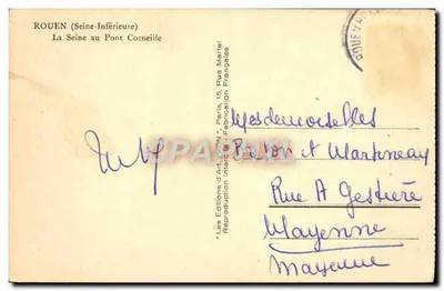 Rouen — Sekwana nad Mostem Corneille — Éditions d'Art VYON, Paris — Rewers
