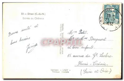 Wejście do Zamek — Dinan (C.-du-N.) — Wydawnictwo GABY — Rewers