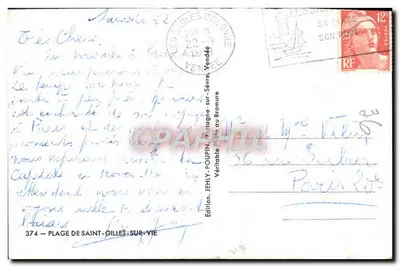 सेंट-गिल्लेस-सर-वी के समुद्र तट — समुद्र तट और तट का दृश्य — संस्करण जेहली, संख्या 374 — पीछे